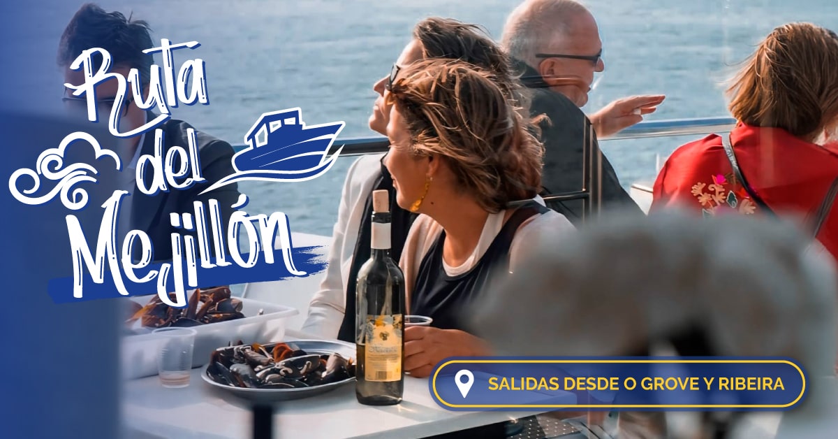 Grupo de amigas disfrutando de mejillones y vino en la Ruta del Mejillón desde O Grove