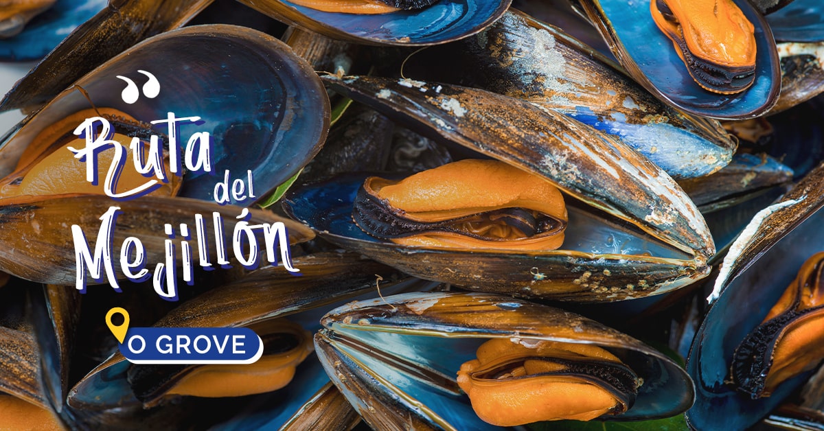 Bandeja de mejillones gallegos preparados para disfrutar durante la travesía por la Ría de Arousa.